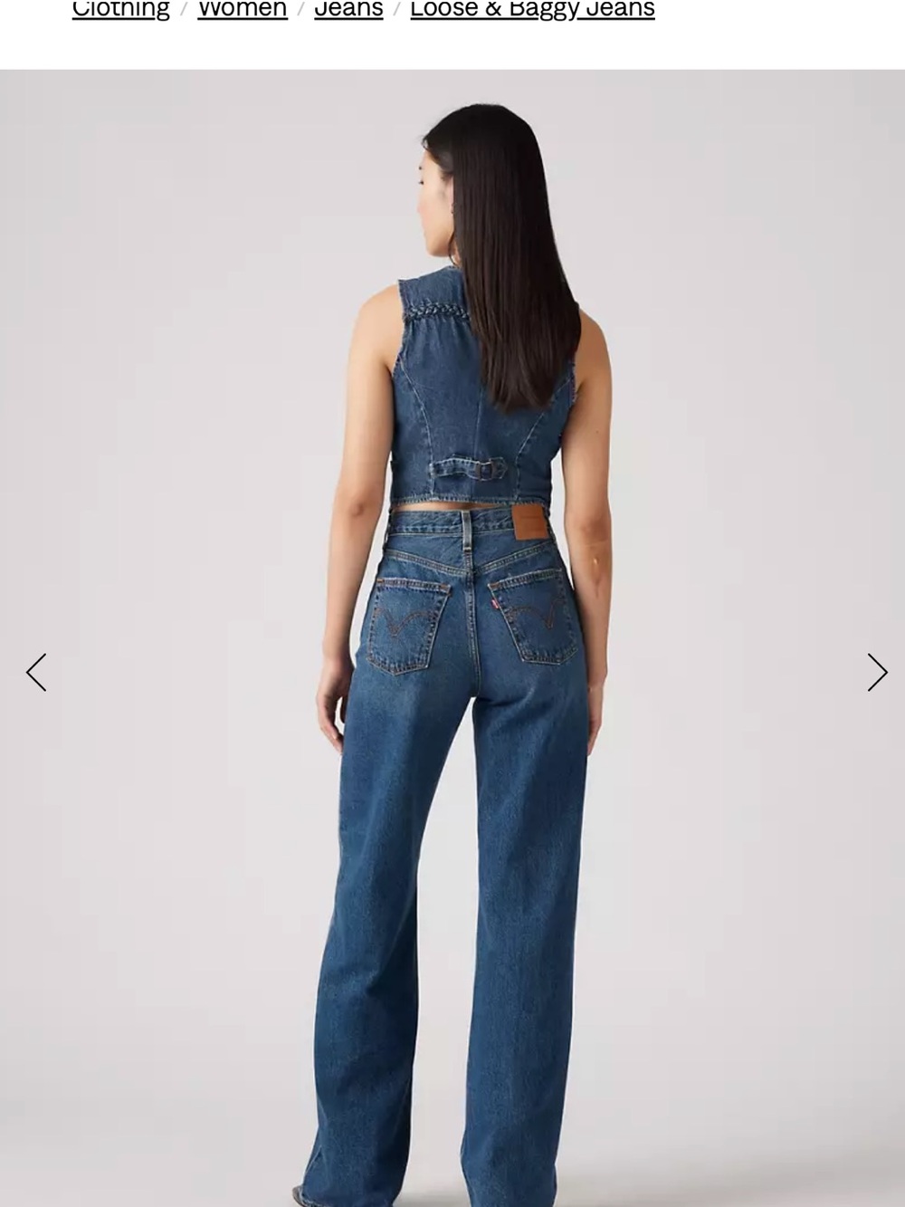 Levi's Ribcage Women's Wide-Leg Jeans in Medium Blue Wash - 28 x 34 - Picture 3 of 7